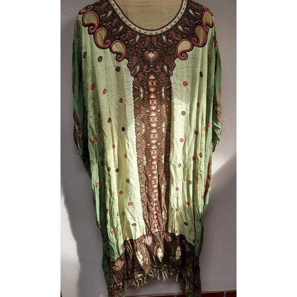 Meetu Magic The African Scene Womens Beaded Kaftan Midi Dress Free Size Brown - Picture 6 of 9